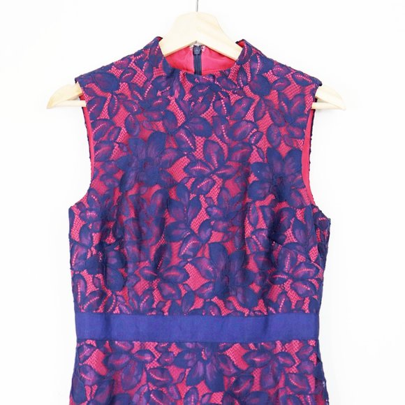 NEW Kay Unger Floral Lace Mock Neck Fit Flare Gown - Picture 6 of 8